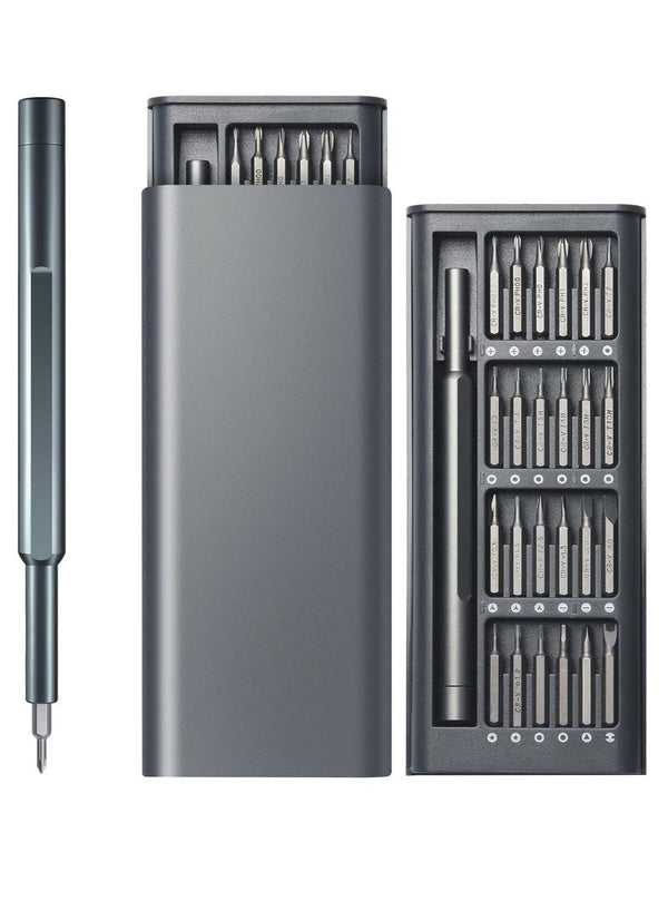 Home Care 24 in 1 Mini Screwdriver Magnetic Driver Bits Set S2 Alloy Steel Pocket Manual Screwdriver Tool Set Repair Tool Kit Grey