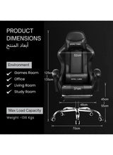 GTPLAYER #1USA Ergonomic Gaming Chair with USB Massage Cushion, Footrest & Armrests – PU Leather Computer Video Game Desk Chair with Adjustable Lumbar Support & Headrest for Gaming & Office (Black) Black 4