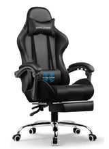 GTPLAYER #1USA Ergonomic Gaming Chair with USB Massage Cushion, Footrest & Armrests – PU Leather Computer Video Game Desk Chair with Adjustable Lumbar Support & Headrest for Gaming & Office (Black) Black 1