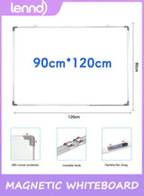 LENND Magnetic White Board Kit for Wall 90cm*120cm, Sliver Reinforced Aluminum Frame for Home, School, Office 2