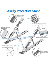 Lukadah Laptop Stand for Desk, Aluminum Metal MacBook Stand，Computer Riser for Desk, Portable Foldable Adjustable Notebook Holder, Compatible with 10-15.6 Inch Laptops, iPad 4