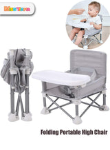 MissTiara Baby Seat Booster High Chair, Space Saver High Chair, Portable High Chair, Folding Booster Feeding Chair, with Travel Bag (Grey) 6