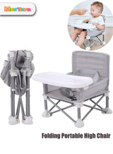 MissTiara Baby Seat Booster High Chair, Space Saver High Chair, Portable High Chair, Folding Booster Feeding Chair, with Travel Bag (Grey) 5