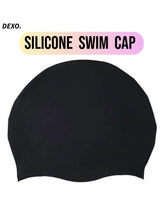 DEXO Silicone Swimming Cap – Stretchable, Comfortable Fit, Non-Slip, Hair Protection Swim Cap for Men & Women, Black 4