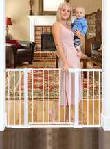 RuiHhome Auto Close Safety Baby Gate, Extra Wide Child Gate, Maximum Suitable For 143 cm, Including 10cm, 20cm, 30cm Extension Rack, Easy Walk Thru Durability Dog Gate for Stairs, Doorways 6