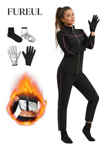 FUREUL Women's Sauna Suit Quick-drying and Shaping High-quality Fabric Sports and Fitness Compression Sweat-wicking Suit Zippered Women's Sauna Sportswear Set (Top, Pants, Gloves and Shoe Covers) 1