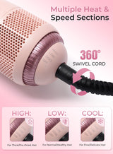 DOSCHER Hair Dryer Brush Ceramic Dryer,Styler and Straightener 1200W Pink/Rose Gold 2