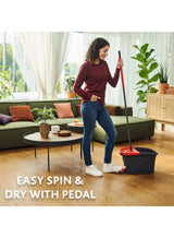 Vileda Easy Wring & Clean Spin Mop & Bucket Set With Foot Pedal | Vileda |3-Piece Handle 130 Cm |Floor Mop With Spinning Wringer | Turbo Refill 100% Microfibre Mop Head | Assorted ‎30.2 x 50 x 29.4 cm 3
