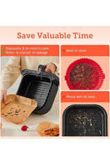 MOMENT 100pcs Air Fryer Disposable Paper Liner, Air Fryer Liners Square, Baking Paper for Air Fryer Water-proof, Parchment Paper for Baking Roasting Microwave,7.9 inch/20cm 3