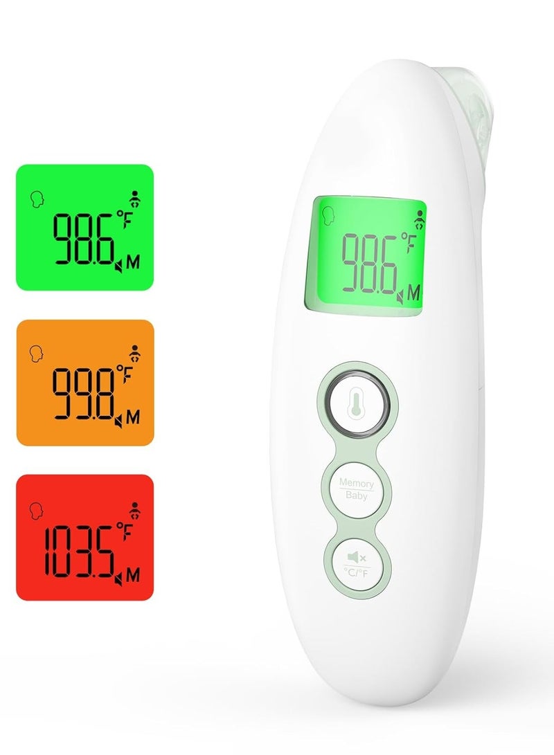 Momcozy Non-Contact Forehead and Ear Thermometer, Digital Infrared Thermometer for Adults and Children, with Child Mode, Fever Alarm Function, Mute and Memory Functions, Fast and Accurate Measurement