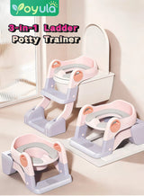 Yoyula 3-in-1 Kids Potty Training Seat with Ladder, 6-Level Height Adjustable, Anti-Splash & Anti-Slip Design, Removable Soft Cushion, Foldable Toddler Toilet Chair for 1-8 Years Boys Girls, Fits All Western Toilets 6