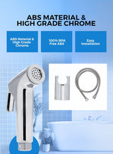 GEEPAS Chrome Shattaf Set | Soft Spray, Non-Stop Water Jet With Easy to use Mechanism | High-Quality ABS Material And High Grade Chrome, 1/2" Standard Connector| For Bathroom Use GSW61106 3