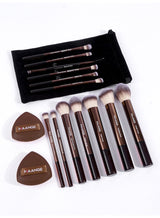 MAANGE 16Pcs Makeup Tool Set, Professional Makeup Brush Sets- Including Blush Brush, Contour Brush, Foundation Brush, Concealer Brush, Eye Shadow Brush, Powder Puff and Cloth Bags(Brown) 3