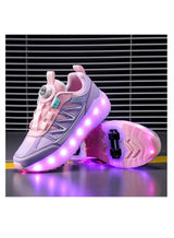 Axpeih Roller Skates Shoes 4 Wheels for Kids, New Upgraded Roller Shoes with 16 Flashing Modes, LED Light Up Flashing Sneakers for Boys and Girls, Beginner-Friendly, More Balanced 3