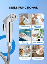 GEEPAS Chrome Shattaf Set | Soft Spray, Non-Stop Water Jet With Easy to use Mechanism | High-Quality ABS Material And High Grade Chrome, 1/2" Standard Connector| For Bathroom Use GSW61106 5