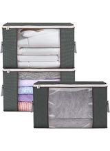 SKY-TOUCH 3 Pieces Large Capacity Sized Bags, Clothes Storage Bag Organizers, Foldable, Durable and Space Saver with See-Through Window and Carry Handles 1