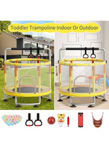 Arabest 1.5m Toddler Trampoline for Kids, Trampoline with Safety Enclosure Net 1-3 people,Upgrade Adjustable Kids Trampoline Indoor Outdoor,Baby Small trampoline with Net and Swing 4