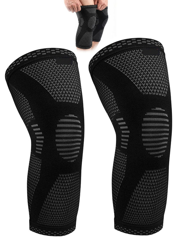 FIT TRIBE 2 Pcs Knee Support Brace for Men & Women - Adjustable Compression Knee Pad with Dual Straps for Patella Support, Joint Pain and Ligament Protection - Breathable Neoprene Knee Brace for Running, Basketball, Workout, Cycling & Daily Use