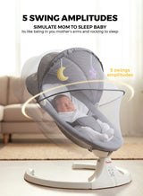 Zenito Electric Baby Swing - Soothing & Entertaining -Baby Swing for Infants, Electric Infant Swing with Remote Control Music Speaker, Baby Swing for Newborn with 5 Swing Speed,Baby Bouncer with mosquito net Baby Rocker for 0-2 years old - Grey 2