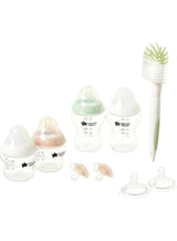 tommee tippee Closer To Nature Newborn Baby Bottle Starter Kit, 2x150ml and 2x260ml Anti-Colic Baby Bottles With Slow Flow Teats, 0+ Months - Assorted 4