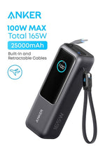 25000 mAh Power Bank, 25,000mAh 165W Ultra-Fast Portable Charger for Dual Laptops, Fast Charging Battery Pack with Built-In and Retractable Cables, For iPhone 17/16 Series, Samsung, and More Black 5