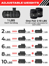FIT TRIBE 2pcs Adjustable Ankle Weights 1-5 lbs Each, 2-10 lbs Pair Leg Weights, Perfect for Strength Training, Fitness, Core Workouts, Walking, and Jogging, Comfortable Secure Fit for Men & Women (Black) 3