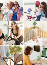 Momcozy Portable Stroller Fan, 27H Ultra-long Battery Life, Detachable 4 Speed 360°Rotate, LED Night Light with 2 Modes 4