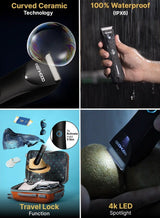 MENHOOD Trimmer Mini All-in-one Trimmer for Men with Waterproof IPX6 Design, SkinSafe Ceramic Technology, QuietRun 7000 RPM Motor, 4000K  LED for Low Light Areas, Travel Lock, 90 Min Run Time & Fast Charging 4