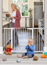 RuiHhome Auto Close Safety Baby Gate, Extra Wide Child Gate, Maximum Suitable For 143 cm, Including 10cm, 20cm, 30cm Extension Rack, Easy Walk Thru Durability Dog Gate for Stairs, Doorways 2