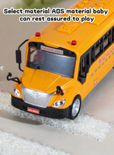 GROIC School Bus Toy,Yellow School Bus Toys Gift for Kids with Lights Sounds and Openable Doors,Car Model,Educational Toys for Children 3