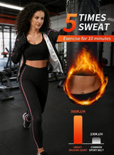 FUREUL Women's Sauna Suit Quick-drying and Shaping High-quality Fabric Sports and Fitness Compression Sweat-wicking Suit Zippered Women's Sauna Sportswear Set (Top, Pants, Gloves and Shoe Covers) 3
