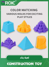 GROIC Construction Truck Toys,Construction Sand Kit,Magic Sand,Construction Vehicles Include Crane,Bulldozer,Excavator,Road Roller,Sensory Toys for Kids 1