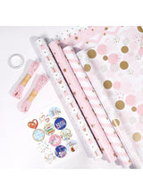 JOSQUEWNN 4 PCS Pink Gift Wrap Paper Roll, Birthday Wrapping Paper for Girl, Pastel Pink Girly Gift Wrap Paper for Valentines Day, Christmas, Wedding, Baby Shower (Mini Roll,43CM x 300CM Per Roll) 2