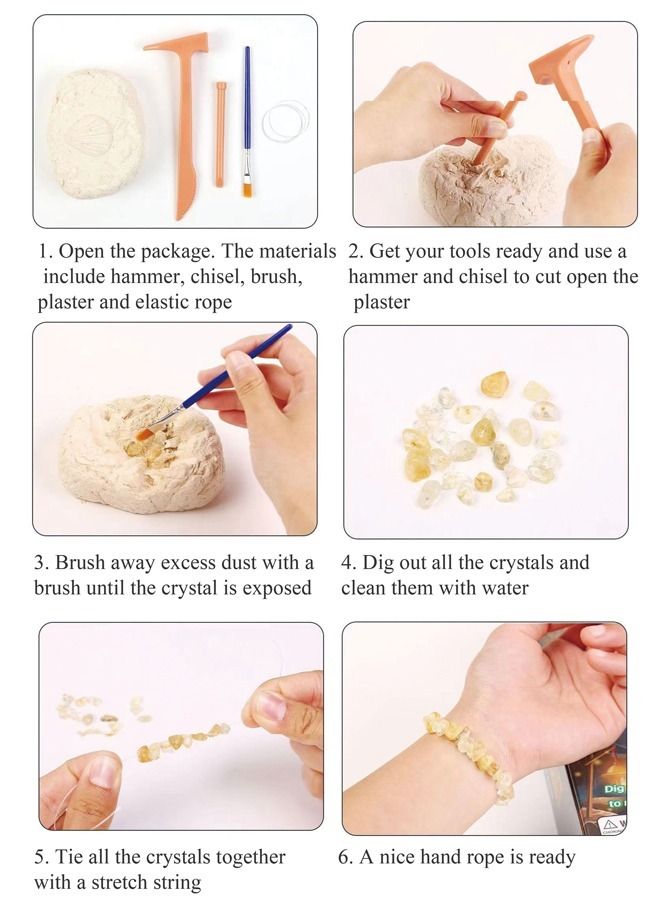 Kutis DIY Kids Gemstone Crystal Excavation Toys Set