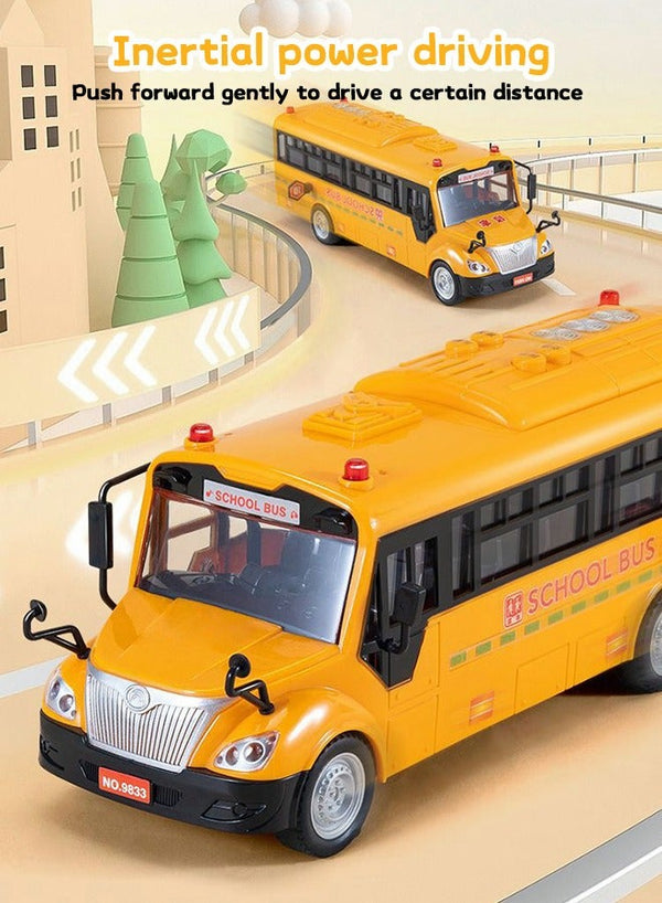 GROIC School Bus Toy,Yellow School Bus Toys Gift for Kids with Lights Sounds and Openable Doors,Car Model,Educational Toys for Children