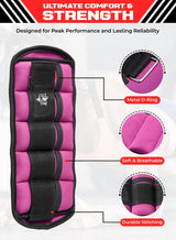 FIT TRIBE 2pcs Adjustable Ankle Weights 1-5 lbs Each, 2-10 lbs Pair Leg Weights, Perfect for Strength Training, Fitness, Core Workouts, Walking, and Jogging, Comfortable Secure Fit for Men & Women (Pink) 2