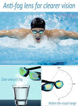 DEXO 5-in-1 Anti-Fog Swimming Goggles Set with UV Protection, Leakproof Silicone Fit, Cap, Nose Clip, Earplugs & Case – Unisex for Men, Women & Teens 3