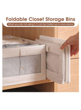 DUNISO 6-piece foldable wardrobe storage box wardrobe organizer, visible linen storage box, clothing drawer organizer, washable wardrobe storage box, rectangular storage box with fixed handle, living room, bedroom, office 4