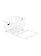 Cosmoplast 82L Clear Plastic Storage Box With Wheels & Lockable Lid (Transparent) Transparent 82.0Liters 4