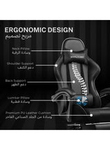 GTPLAYER #1USA Ergonomic Gaming Chair with USB Massage Cushion, Footrest & Armrests – PU Leather Computer Video Game Desk Chair with Adjustable Lumbar Support & Headrest for Gaming & Office (Black) Black 3