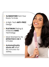 CLARA Anti-Frizz Ionic Slim Hot Brush, 3-in-1 hairstyling for blowouts, curls and straight hair, Two functions, one device Pink 3