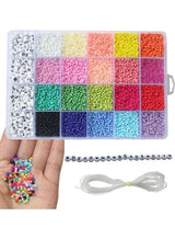 XiuWoo 3300-Piece Small Colourful Bracelet Beads With A-Z Alphabet Letter DIY Bead Making Kit With Rope 3