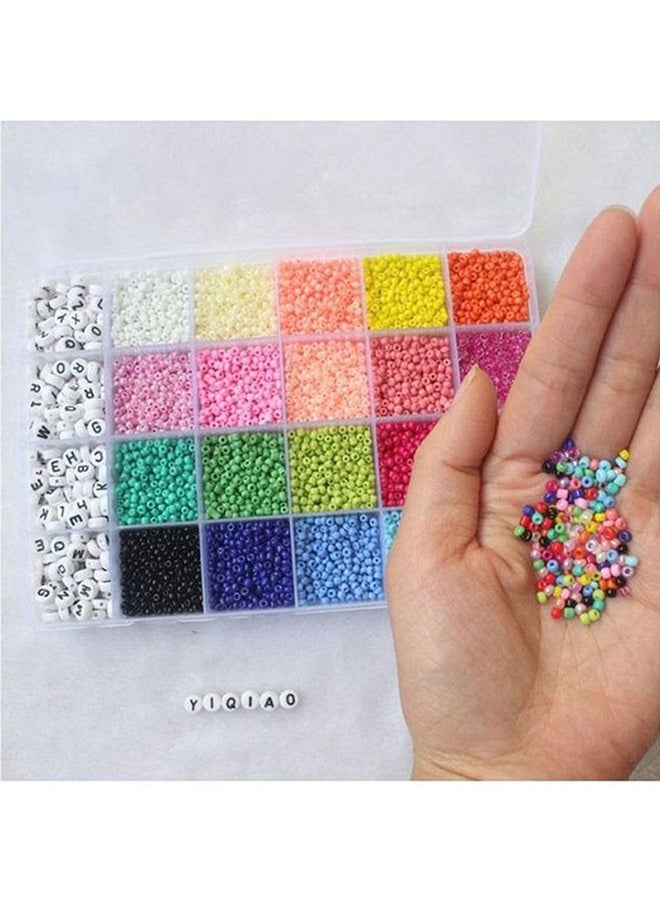 XiuWoo 3300-Piece Small Colourful Bracelet Beads With A-Z Alphabet Letter DIY Bead Making Kit With Rope