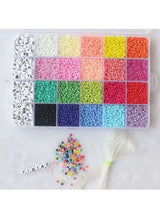 XiuWoo 3300-Piece Small Colourful Bracelet Beads With A-Z Alphabet Letter DIY Bead Making Kit With Rope 2