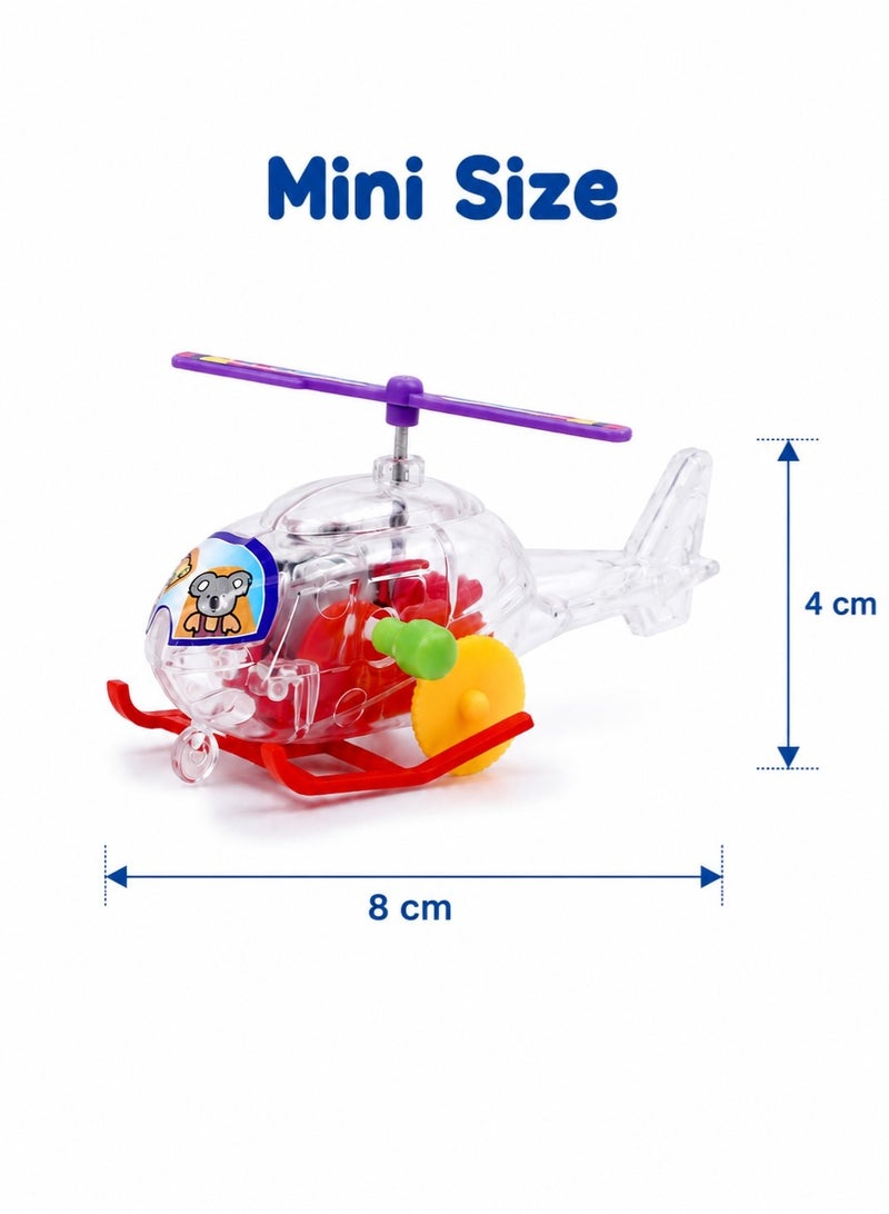 CHU DAI 2 Pack Wind-Up Helicopter Toys, No Batteries Needed, Spinning Propeller & Forward Rolling Action, Fun Mini Toy for Kids and Small Gifts