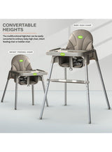 BAYBEE 2 in 1 Clento Baby High Chair for Kids, Baby Feeding Chair With 2 Height Adjustable, Footrest, Tray, Stand, 3 Point Safety Belt, Kids High Chair For Baby 6 Months To 3 Years - Grey 2