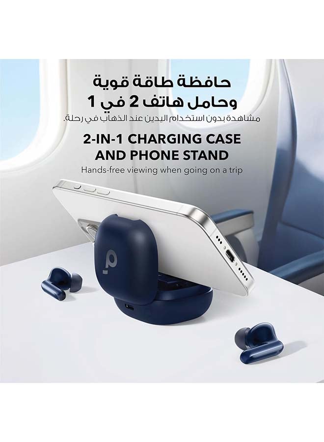 P40i by Anker, Noise Cancelling Wireless Earbuds, Adaptive Noise Cancelling to Environments, Heavy Bass, 60H Playtime, 2-in-1 Case and Phone Stand, IPX5, Wireless Charging, Bluetooth 5.3 - Blue