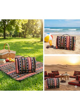 diu toyz Park Mat Picnic Blanket Waterproof Beach Blanket Waterproof Picnic Blanket Portable Picnic Mat Portable Beach Mat Camping Carpet Outdoor Majlis Carpet (200X150) Arabic Inspired Design (Black Pattern) 2