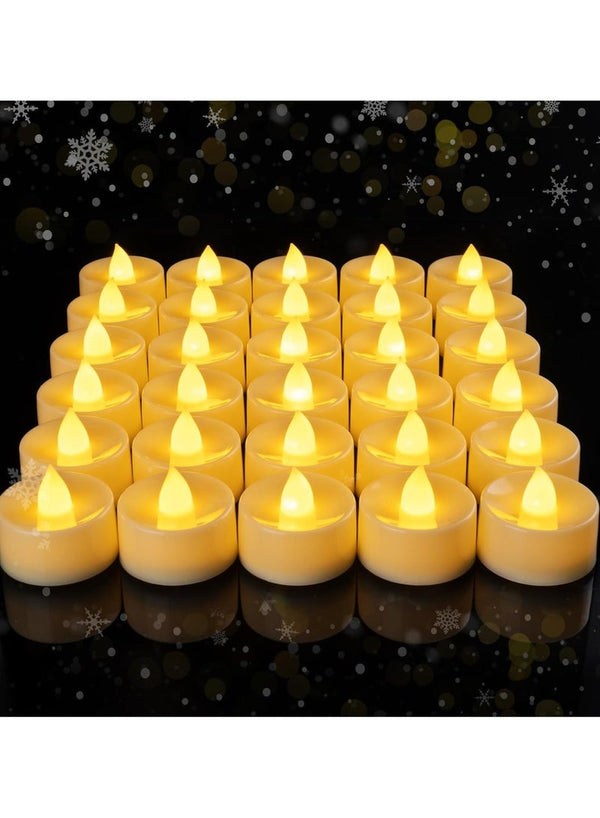 MOMENT 12Pack Flameless Led Tea Lights Candles, Realistic And Bright Flickering Long Lasting Battery-Powered, Ideal Party, Wedding, Birthday, Gifts Home Decoration Warm Yellow