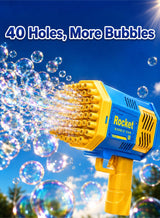 Rocket Kids Bubble Gun Toy 40 Holes With Bubble Solution Tray and 4 AA Batteries, Easy to Use Bubble Machine for Outdoor Garden Party 3